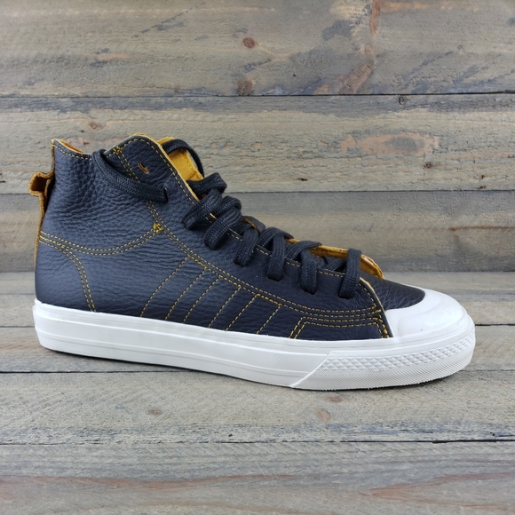 adidas Originals NIZZA HI RF Men's Brown Leather Sneakers Shoes - Picture 2 of 12